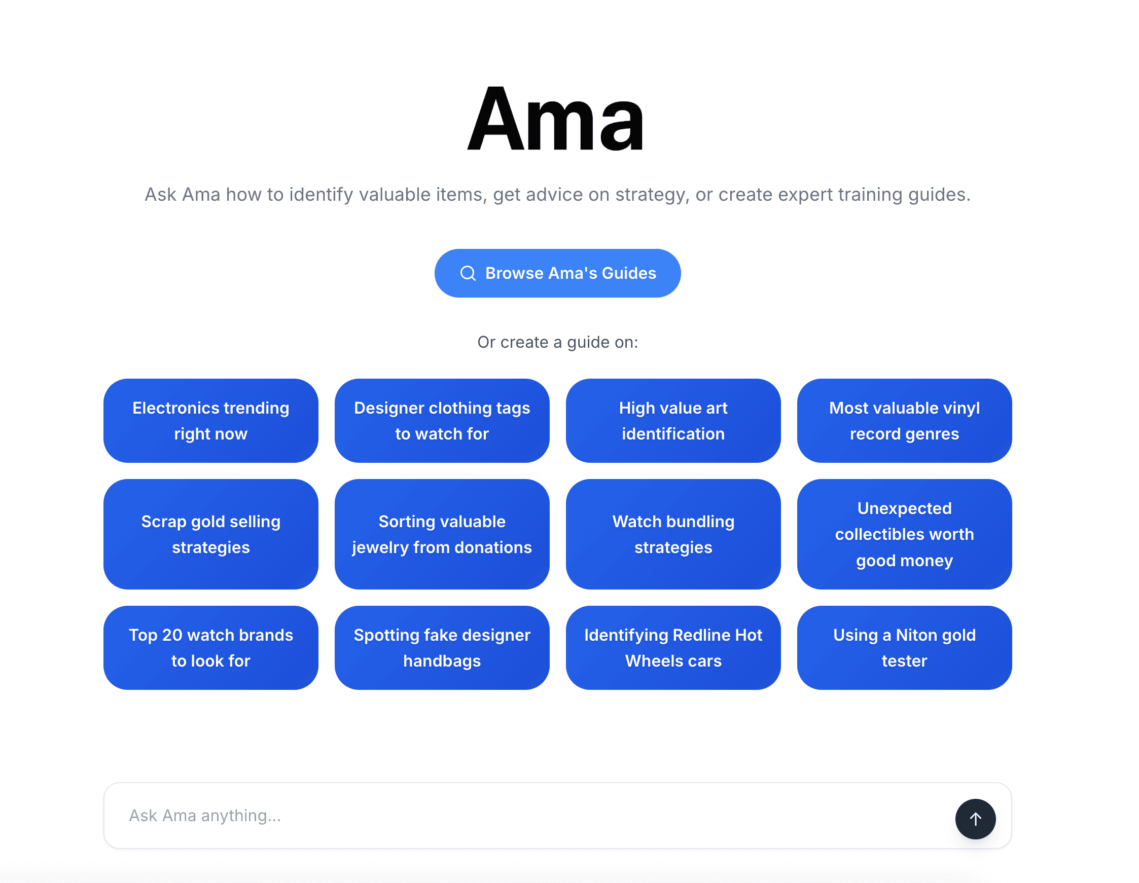 Ama AI assistant interface